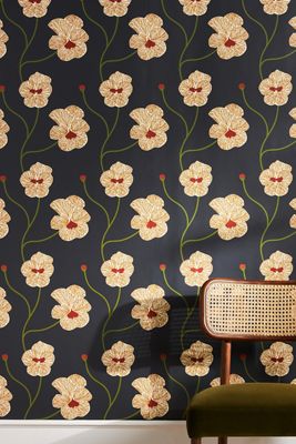 Mitchell Black Flourish Floral Wallpaper