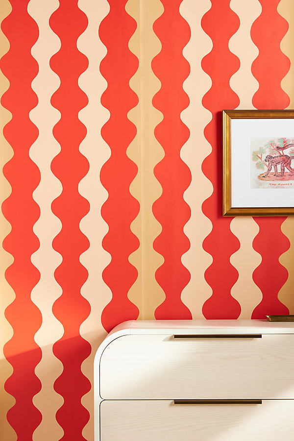 Shop Mitchell Black Low Frequency Wallpaper In Orange
