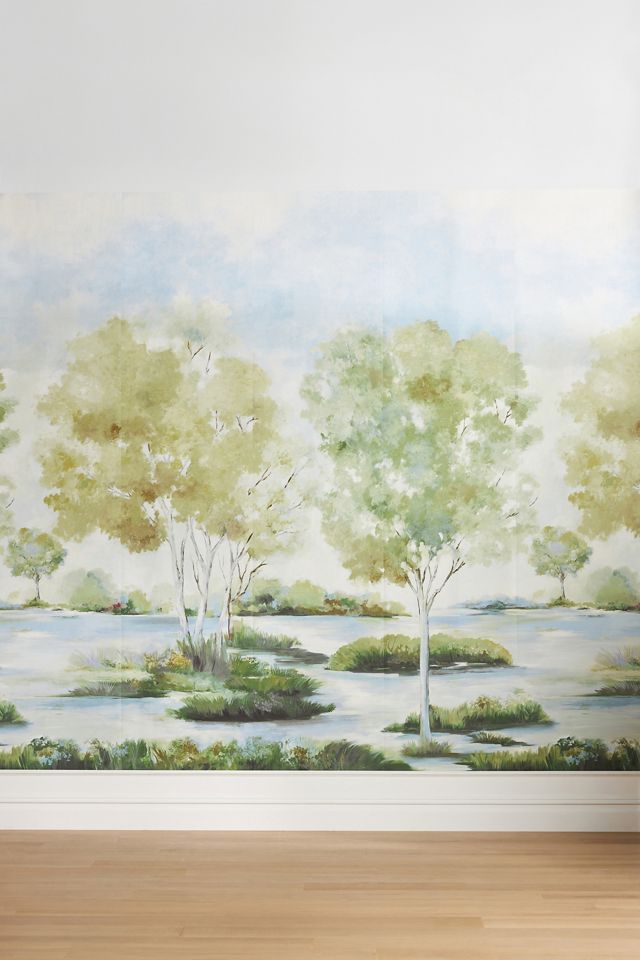 Green Low Country Botanical Wall Mural #1