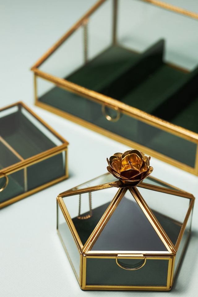 Floral Glass Trinket Box #2