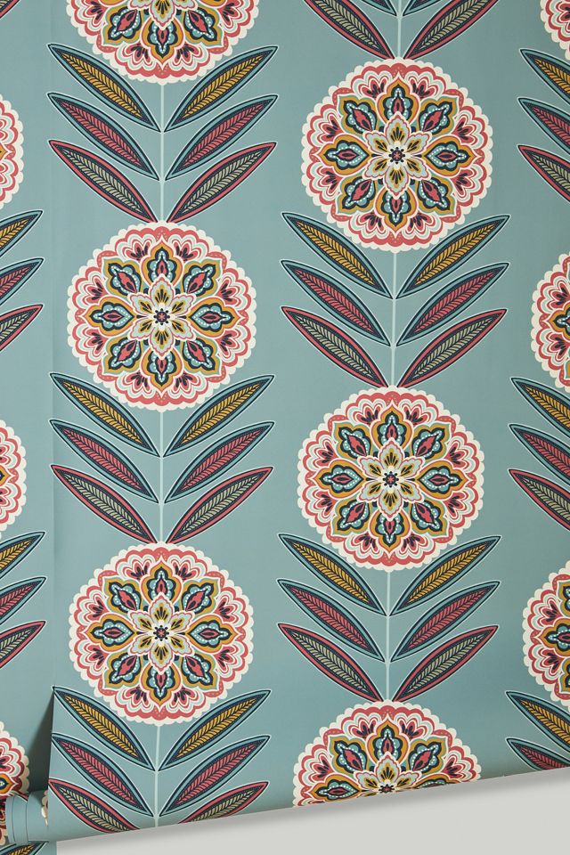 Bohemian Floral Medallion Wallpaper #1