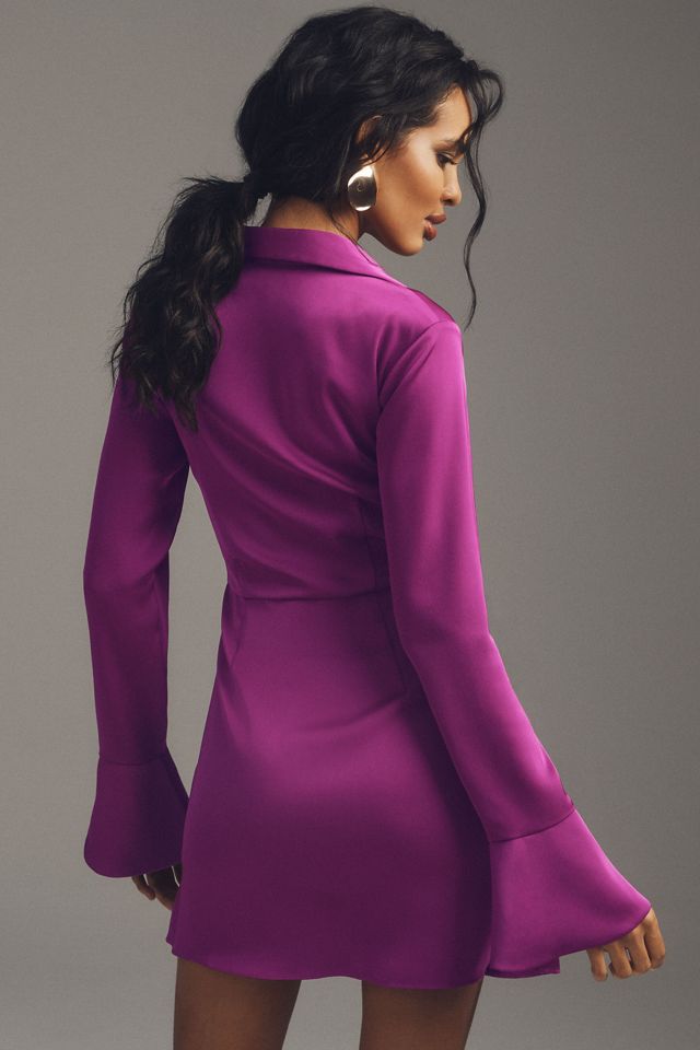 Sachin & Babi Greta Long-Sleeve Collared Deep-V Mini Dress #1