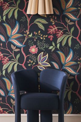 Bohemian Grey Tree Trail Botanical Wallpaper