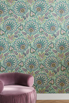 Anthropologie Tree Trail Wallpaper In Blue