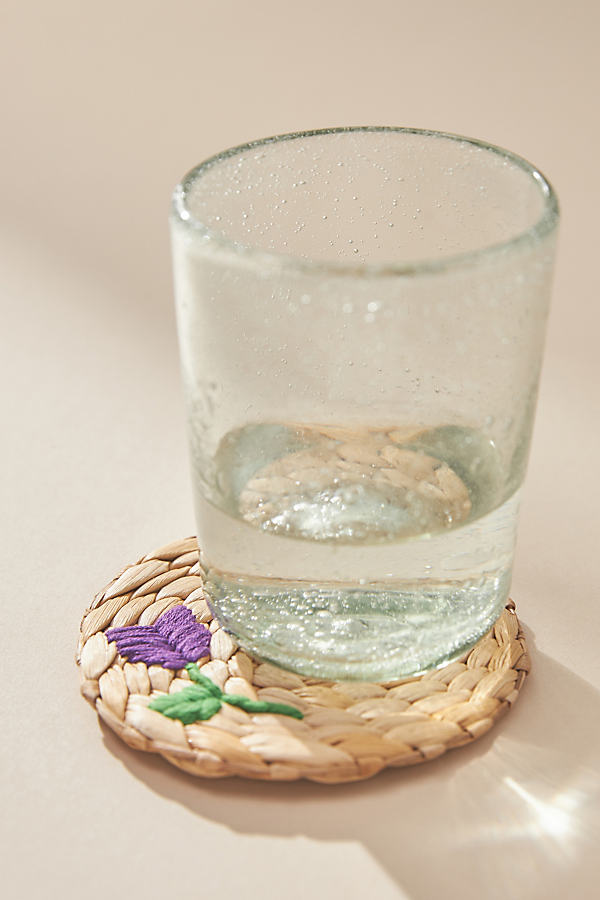 Shop Anthropologie Woven Floral Embroidered Coaster In Purple