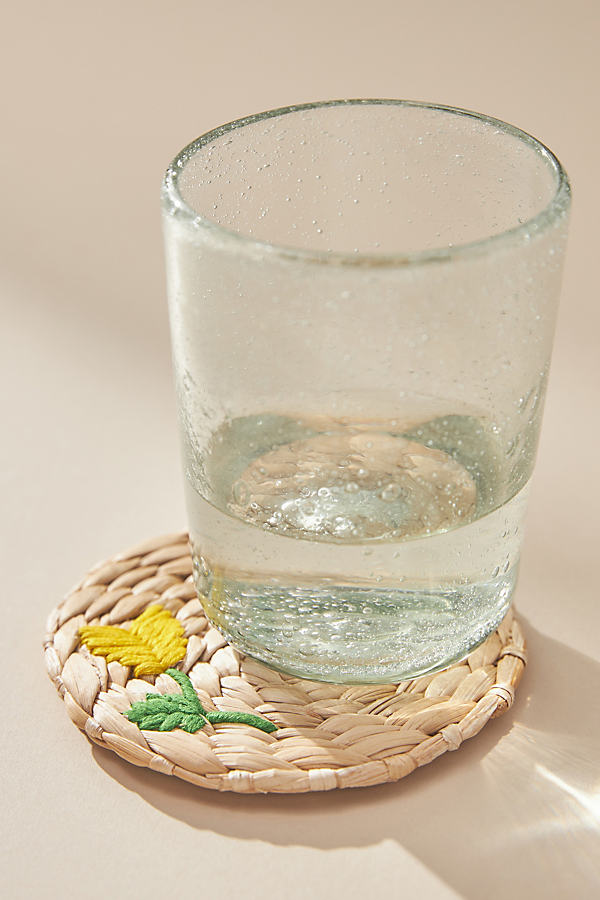 Shop Anthropologie Woven Floral Embroidered Coaster In Yellow