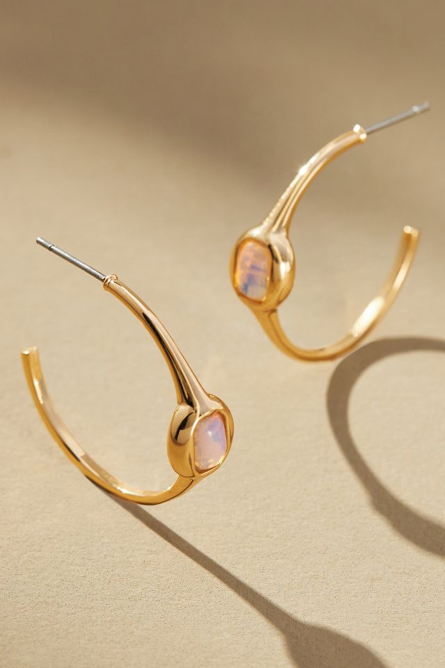 Anthropologie】最新♪Crystal Hoop Stone Pendant Earrings