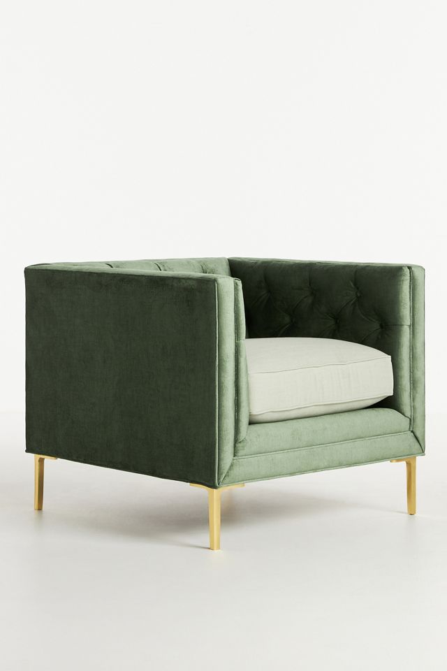 Velvet & Linen Mina Cushion Chair #1