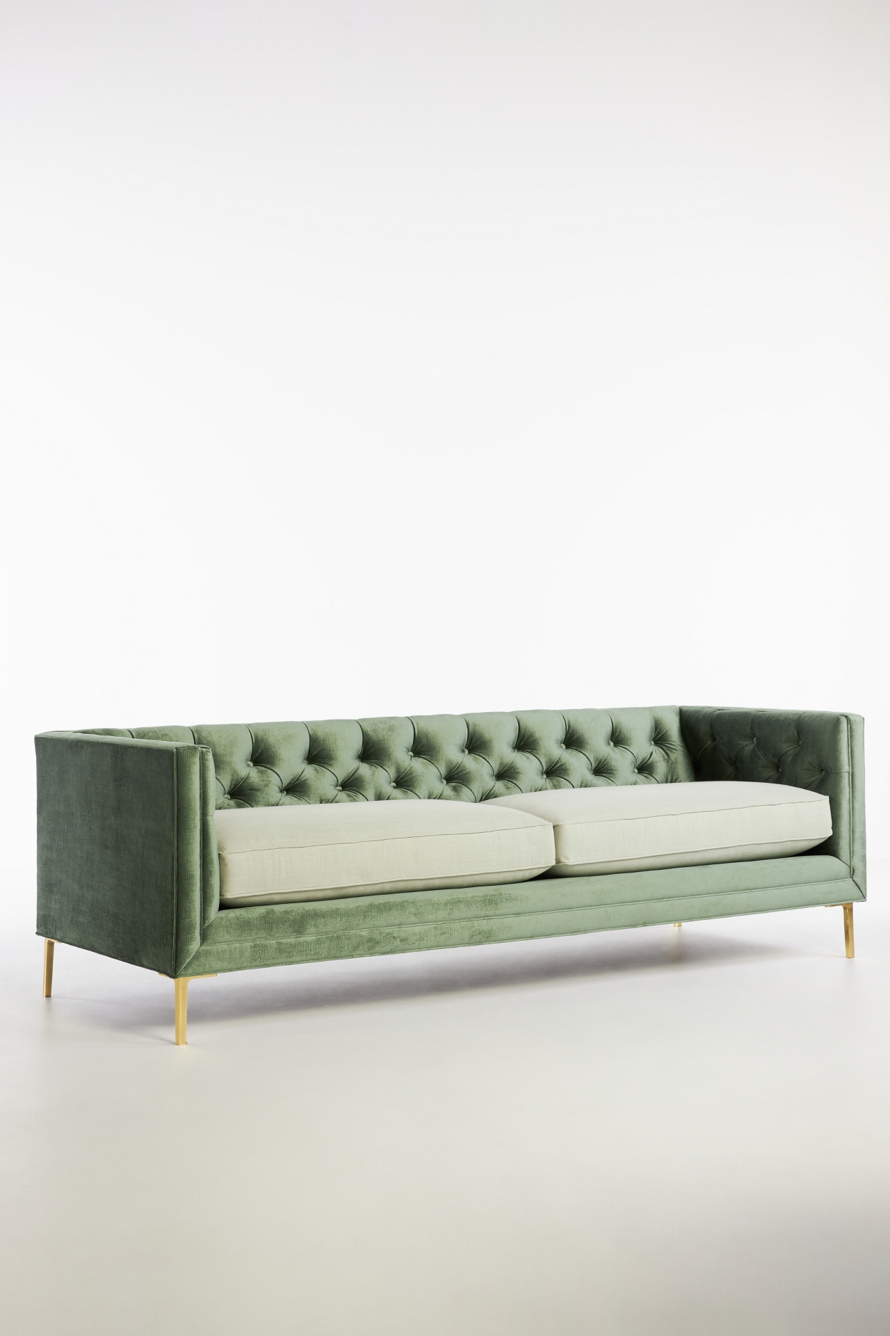 Velvet & Linen Mina Two-Cushion Sofa