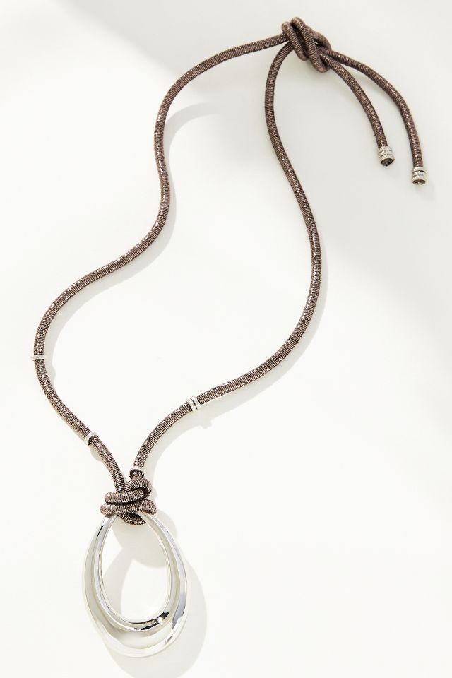 Oval Pendant Cord Necklace by Nakamol in Silver, Women's at Anthropologie