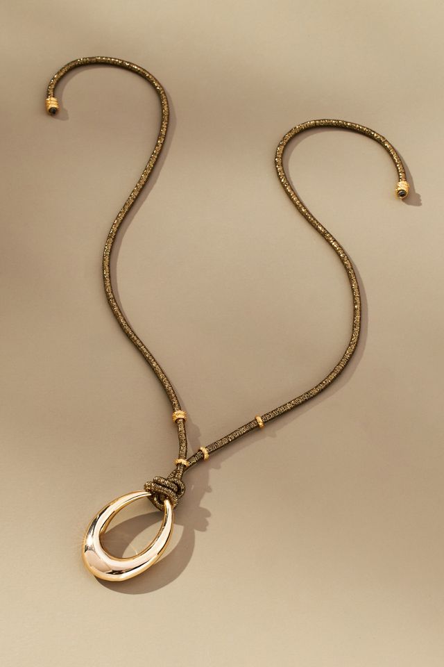 Oval Pendant Cord Necklace #1