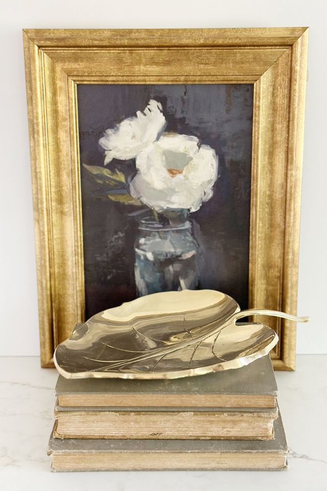 Old Flame Candle Co. Vintage 1970s Brass Leaf Tray #1