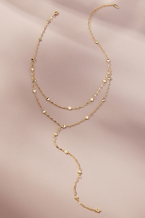 Gold-Plated Beaded Layered Lariat Necklace