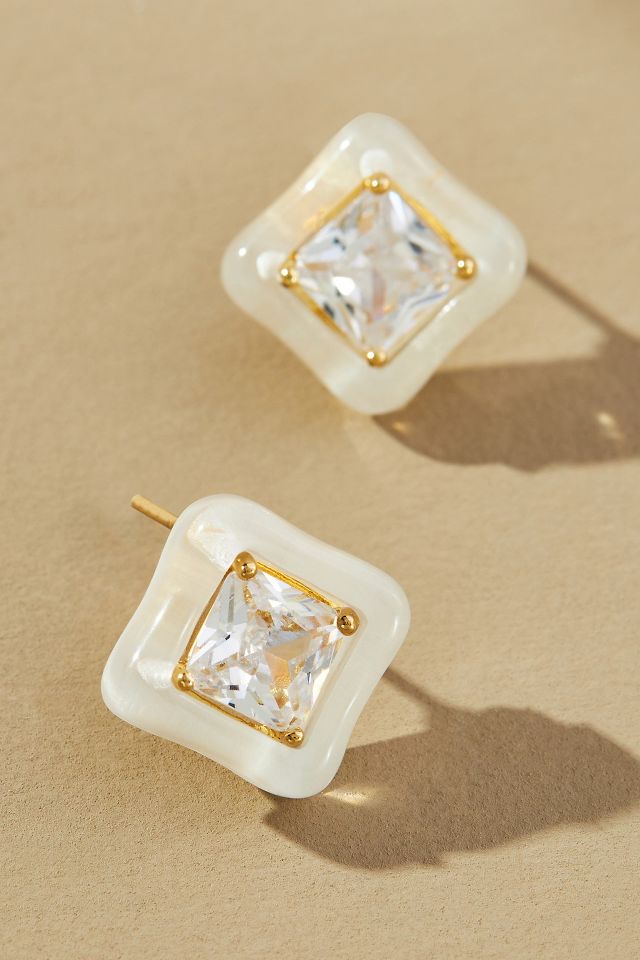 Square Crystal Post Earrings