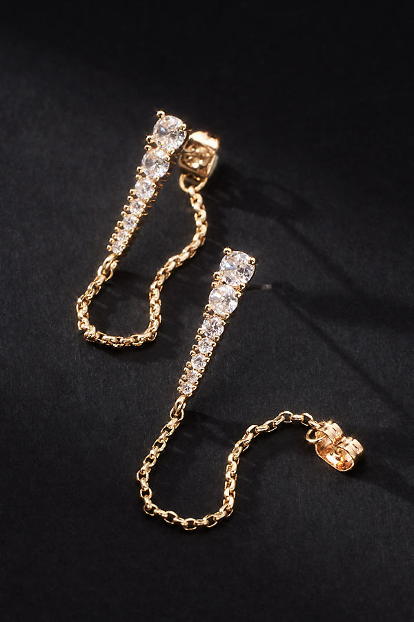 By Anthropologie Crystal Front-back Earrings In Gold