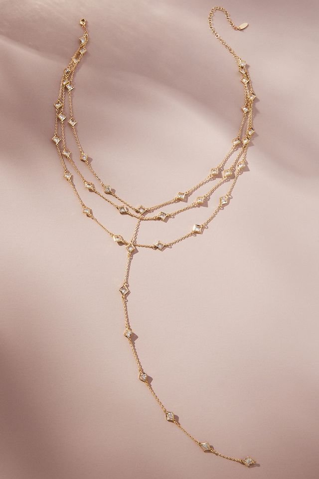 Crystal Y Neck Layered Necklace Anthropologie