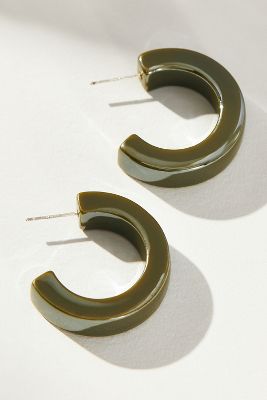 By Anthropologie Resin Hoop Earrings In Green