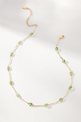 By Anthropologie Glassy Squares Necklace In Green