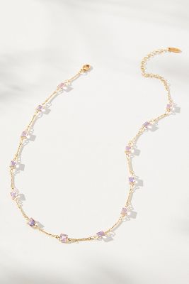 By Anthropologie Glassy Squares Necklace In Purple