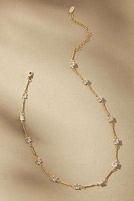 By Anthropologie Glassy Squares Necklace In Clear