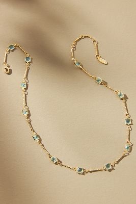 By Anthropologie Glassy Squares Necklace In Gold