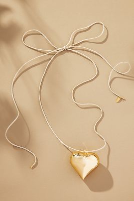 Shop By Anthropologie Heart Pendant Rope Necklace In Beige