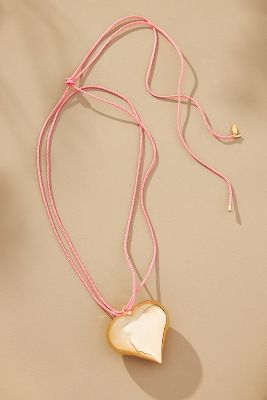 Shop By Anthropologie Heart Pendant Rope Necklace In Pink