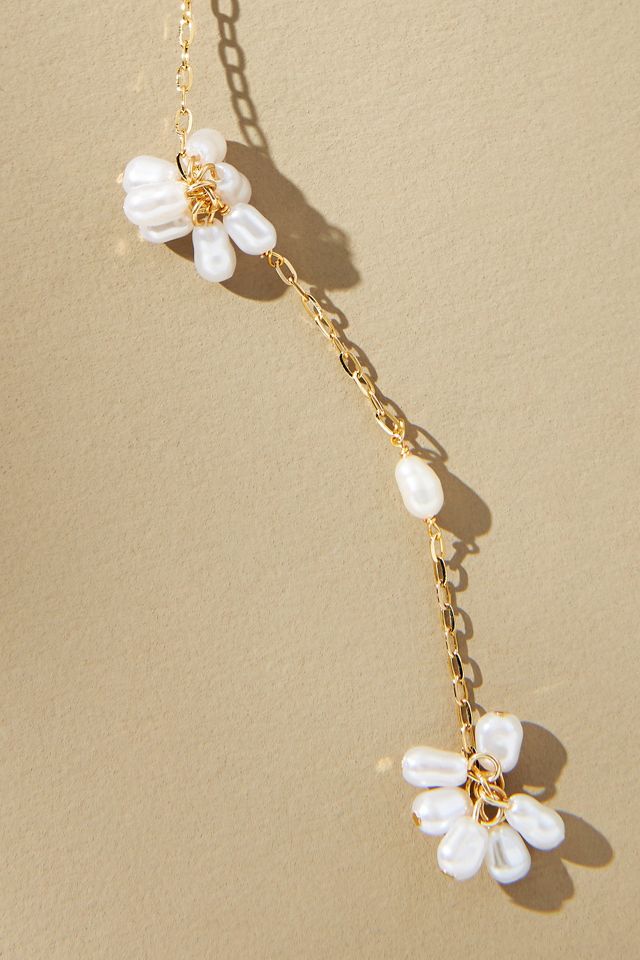 Multi Pearl Cluster Lariat Necklace #2