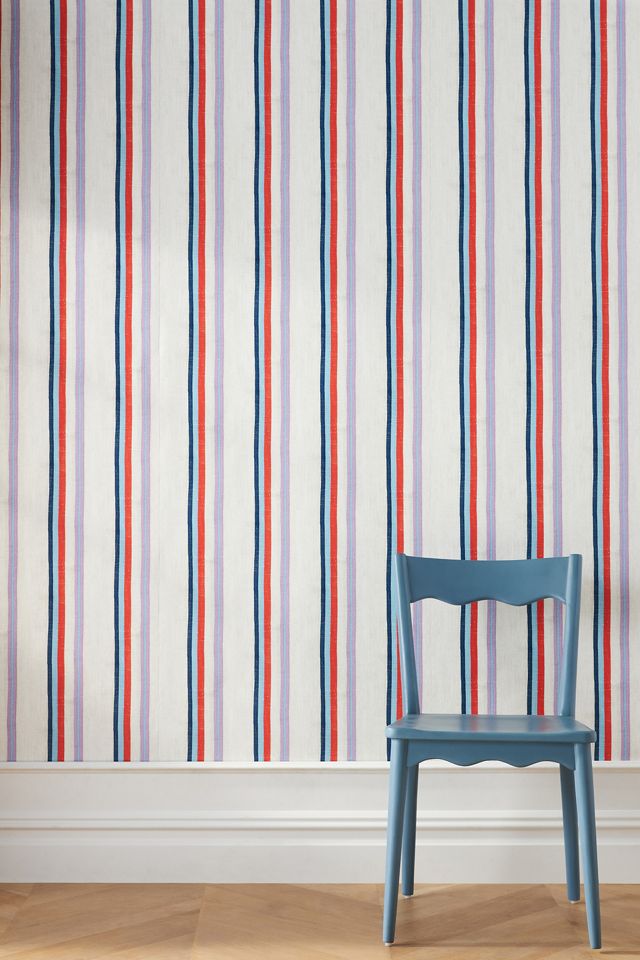 Life is a Banquet Striped Wallpaper