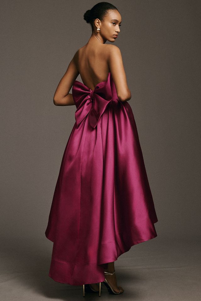Hutch Adaleigh Strapless Back-Bow High-Low Maxi Dress #1