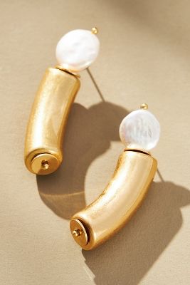 By Anthropologie Pearl Noodle Drop Earrings In White