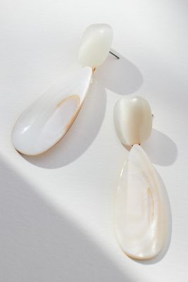 By Anthropologie Double Stone Drop Earrings In White