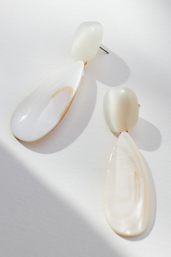 By Anthropologie Double Stone Drop Earrings In White