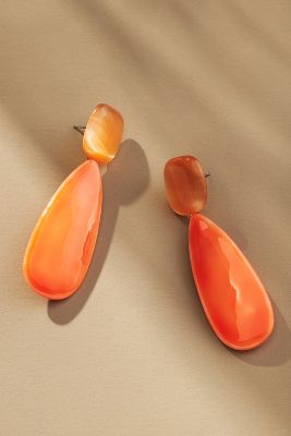 Shop By Anthropologie Double Stone Drop Earrings In Orange