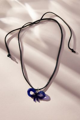 Levens Jewels Bow Pendant Necklace In Blue