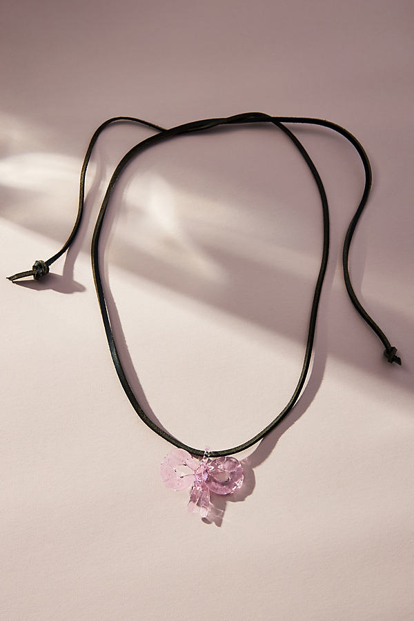 Levens Jewels Bow Pendant Necklace In Pink