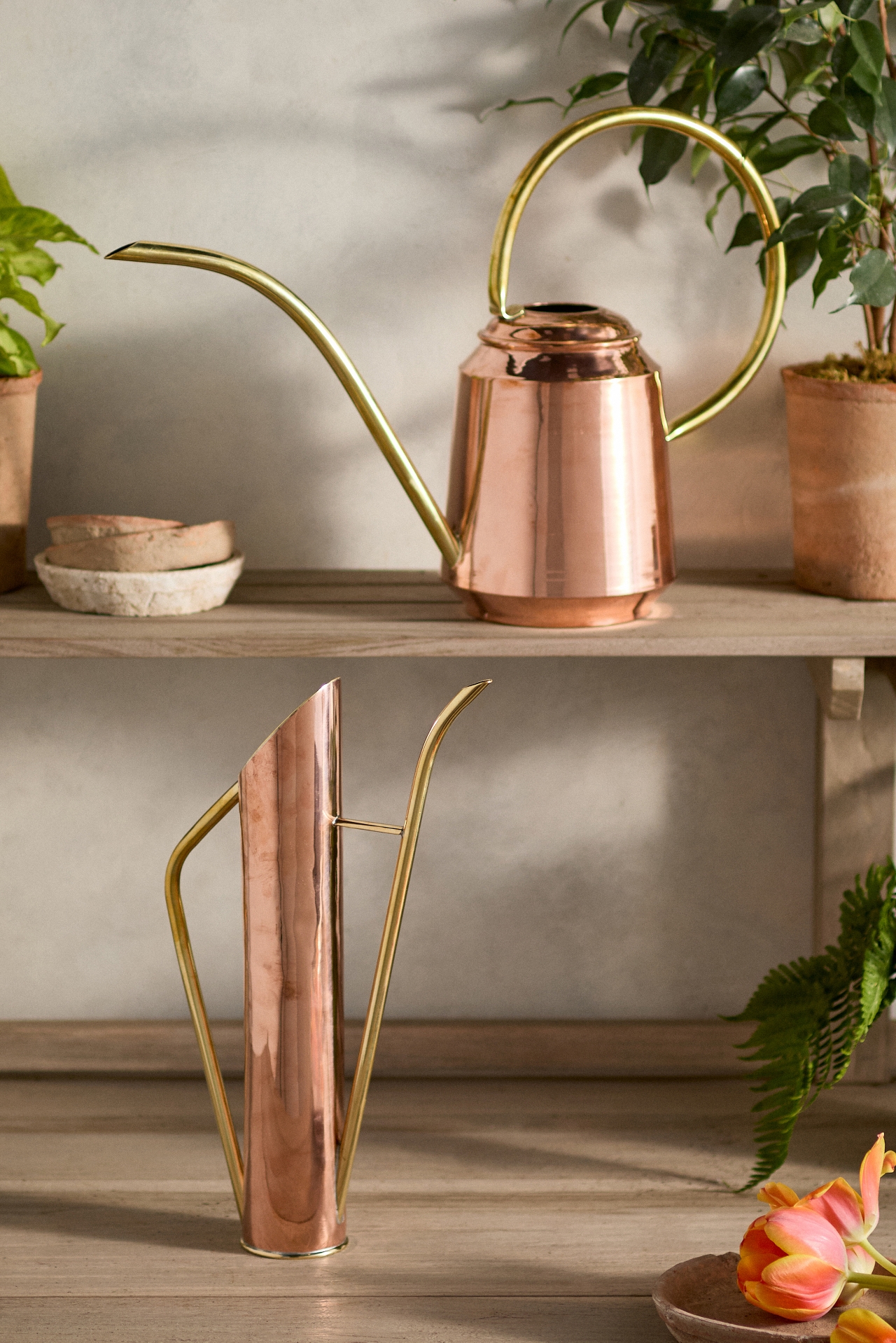 Tall Copper + Brass Watering Can