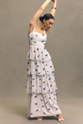 美品【定価2.8万】Anthropologie ダーシャスモックミディドレス By Anthropologie Sleeveless Sweetheart Tiered Midi Dress