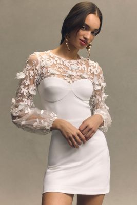 Elliatt Selene Short-Sleeve V-Neck 3D Floral Lace Mini Dress