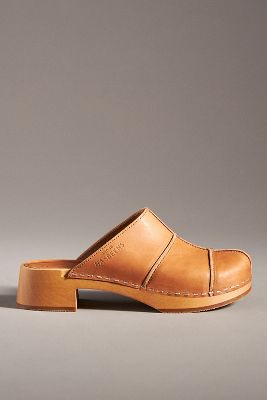 Swedish Hasbeens Rough Stitched Clogs In Beige