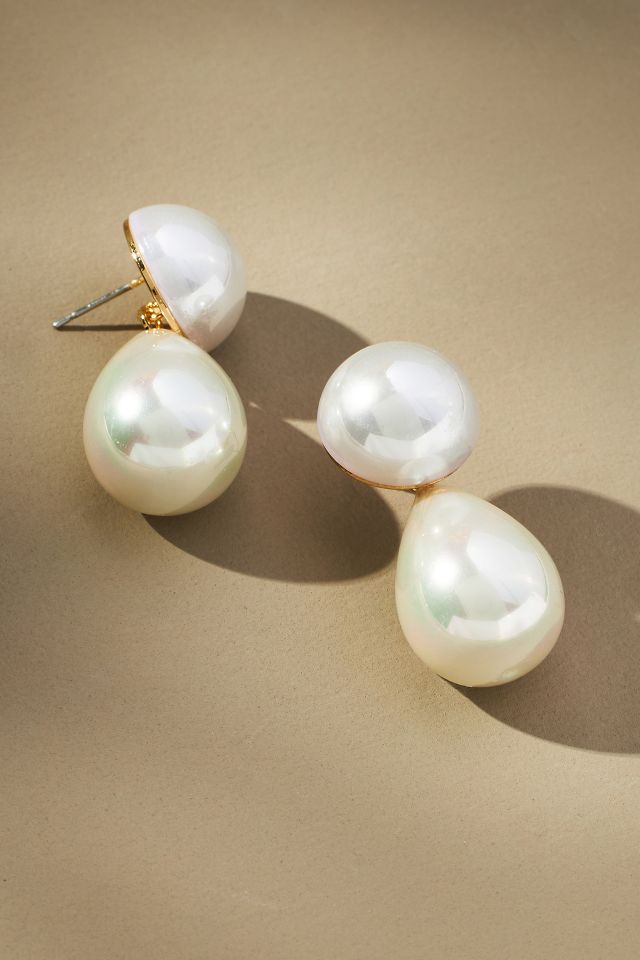 Double Pearl Drop Earrings