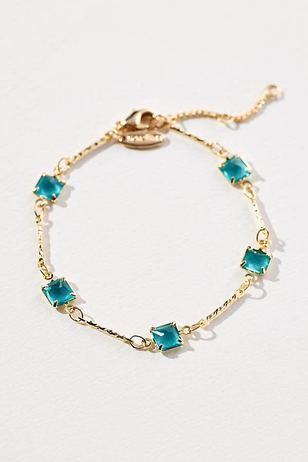 By Anthropologie Square Crystal Chain Bracelets In Blue
