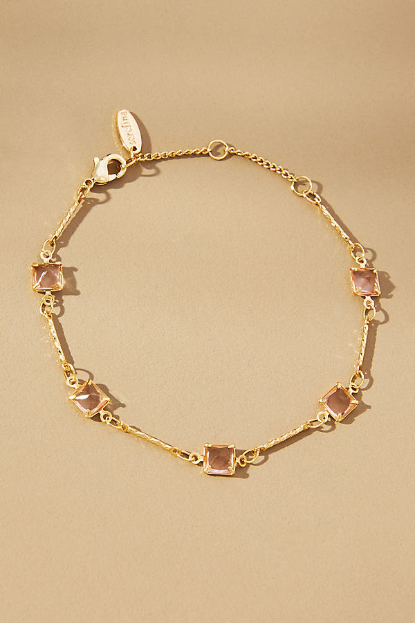 Gold-Plated Square Crystal Chain Bracelets