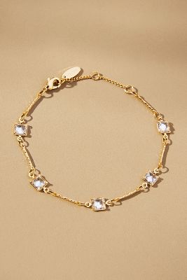 By Anthropologie Square Crystal Chain Bracelets In Clear