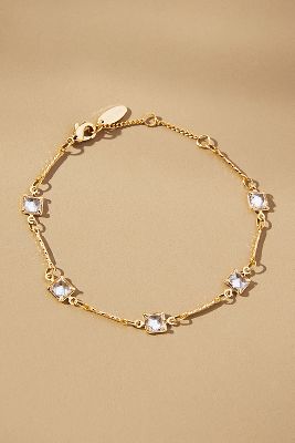 By Anthropologie Square Crystal Chain Bracelets In Clear