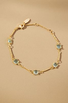 By Anthropologie Square Crystal Chain Bracelets In Mint