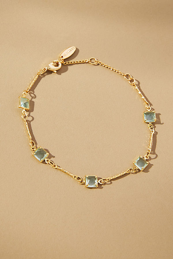 Gold-Plated Square Crystal Chain Bracelets