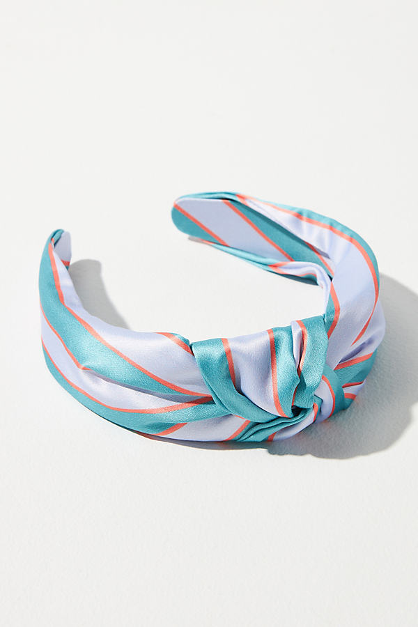 By Anthropologie Everly Wide Striped Knot Headband In Blue