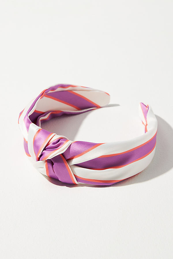 By Anthropologie Everly Wide Striped Knot Headband In Purple