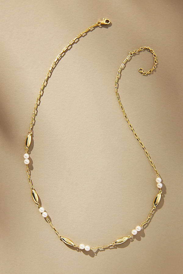 Gold-Plated Double Pearl Delicate Necklace